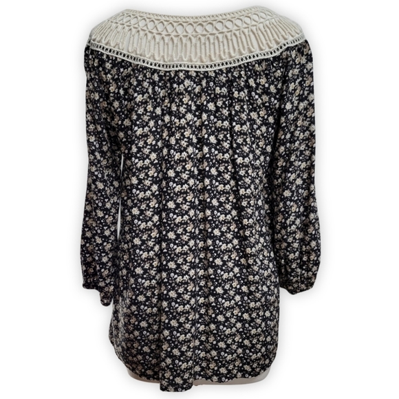 Luxe Apothetique Boho Floral Crochet Collar Tie Top S - Picture 7 of 10